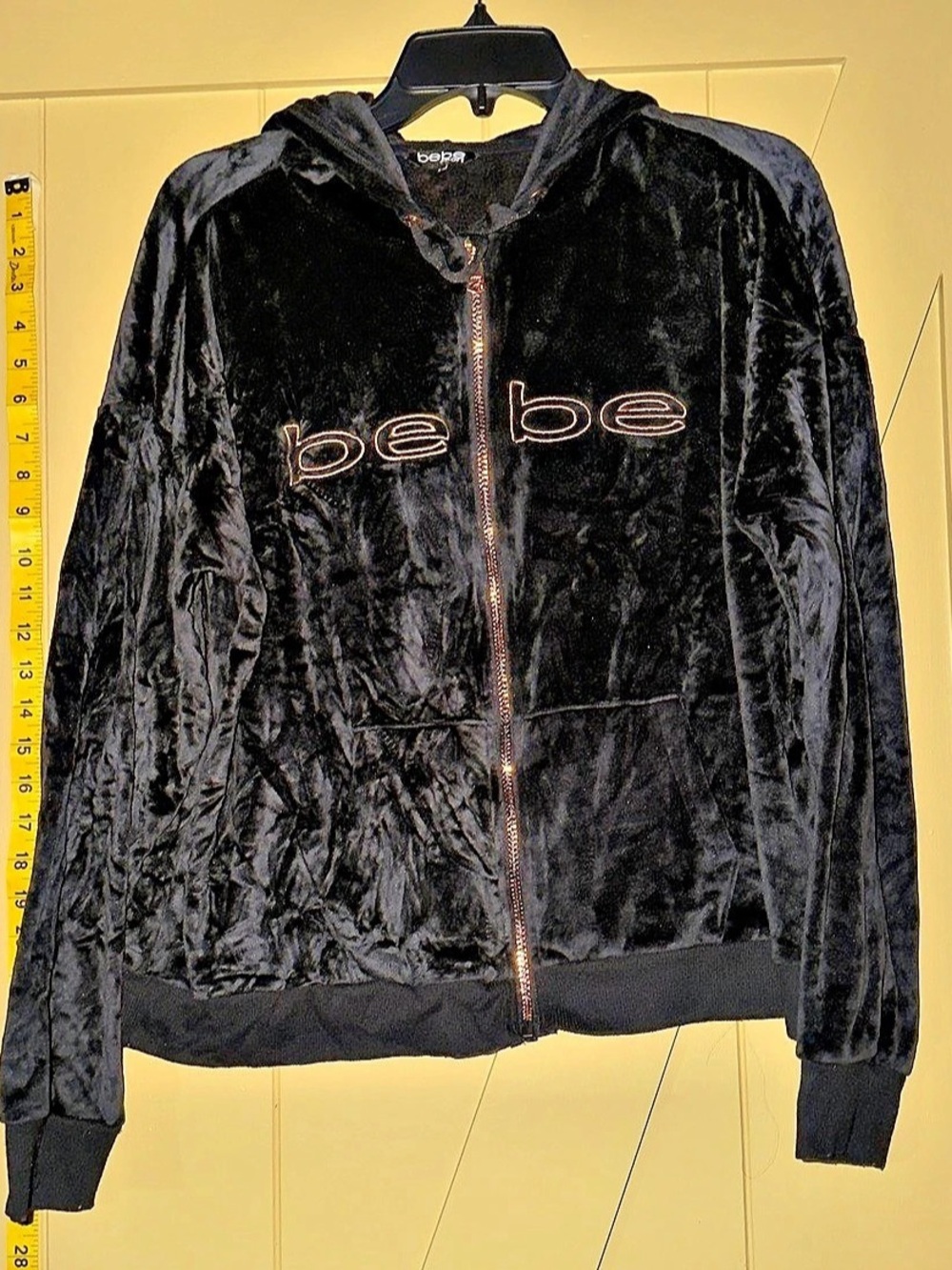 bebe Sport Velvet Hooded Zip Jacket Large